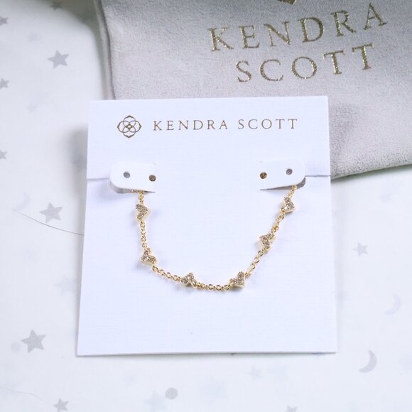 Kendra Scott Haven Heart Gold White Crystal Chain Bracelet New - Picture 1 of 2